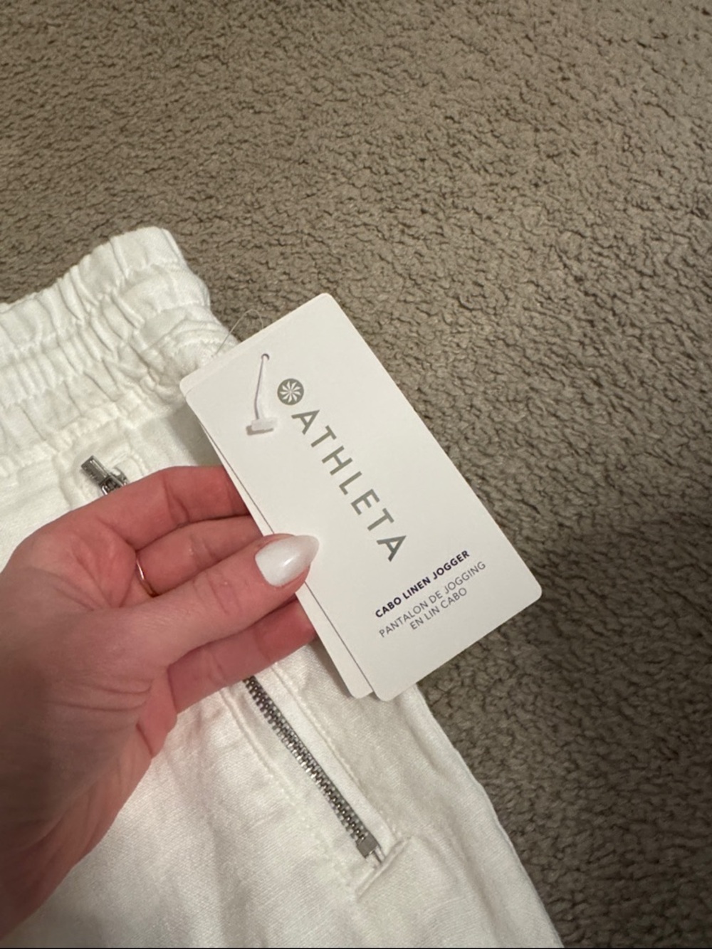 Athleta  White Jogger Linen-Blend Pants - Picture 2 of 6